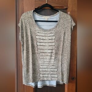 Michael Kors Beige Crocodile Print Top Sz-M